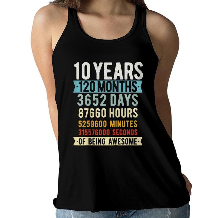 Kids 10Th Birthday 10 Years Old Vintage Retro 120 Months Women Flowy Tank