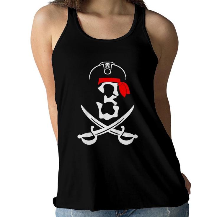 Kids 3 Years Old 3Rd Pirate Birthday Party Theme Gift Women Flowy Tank