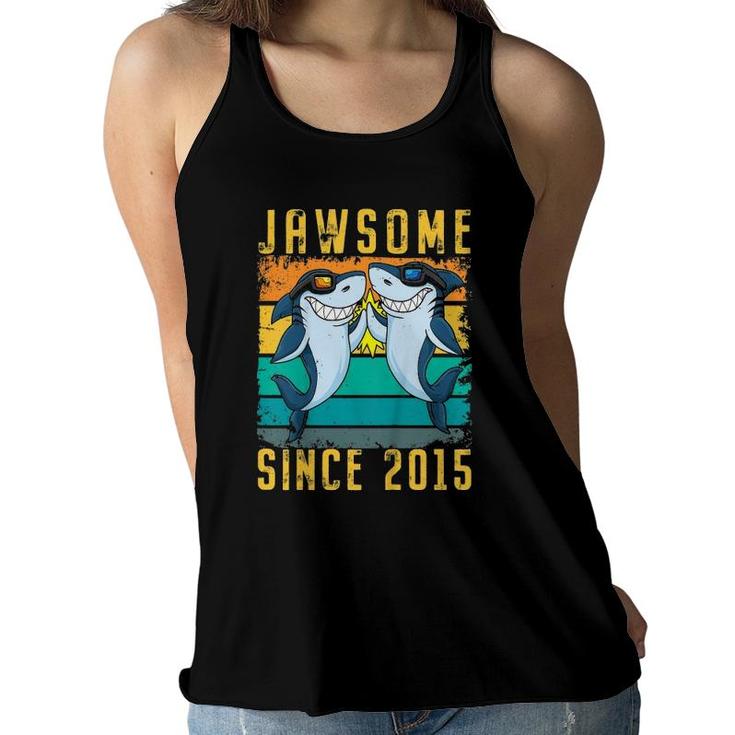 Kids 6Th Birthday Shark 6 Years Old Jawsome Since 2015 Ver2 Women Flowy Tank