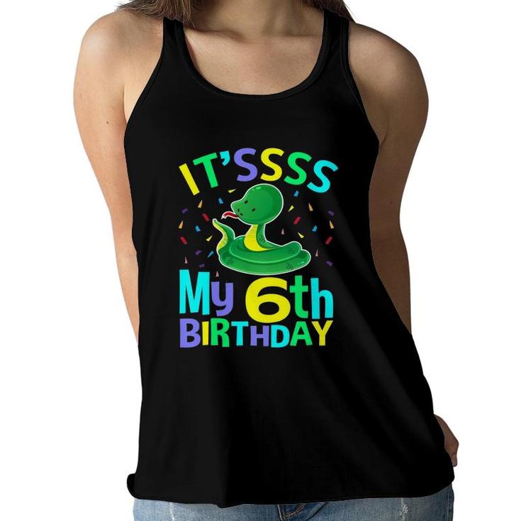 Kids 6Th Birthday Snake For 6 Years Old Boys Gifts I'm Six Women Flowy Tank