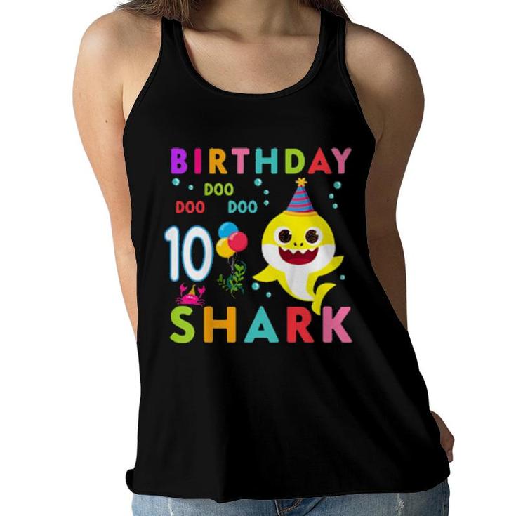 Kids Baby Cute Shark 8Th Birthday Boy Girl 8 Year Old  Women Flowy Tank