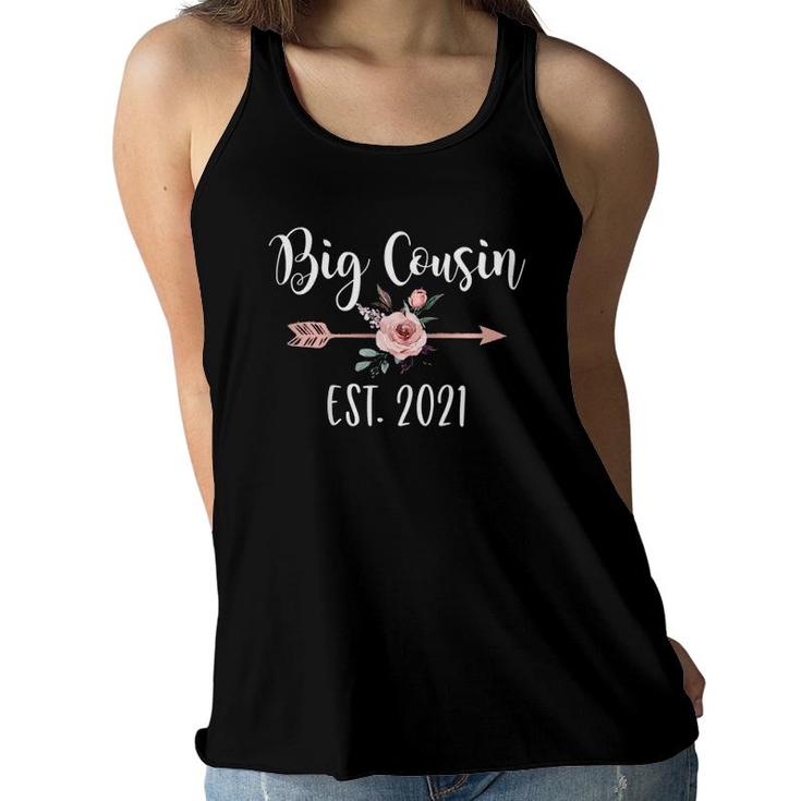 Kids Baby Toddler Girl Promoted To Big Cousin Est 2021 Floral Women Flowy Tank