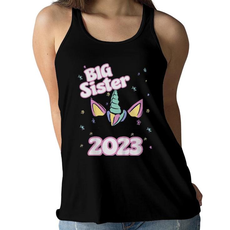 Kids Big Sister 2023 Unicorn  Women Flowy Tank