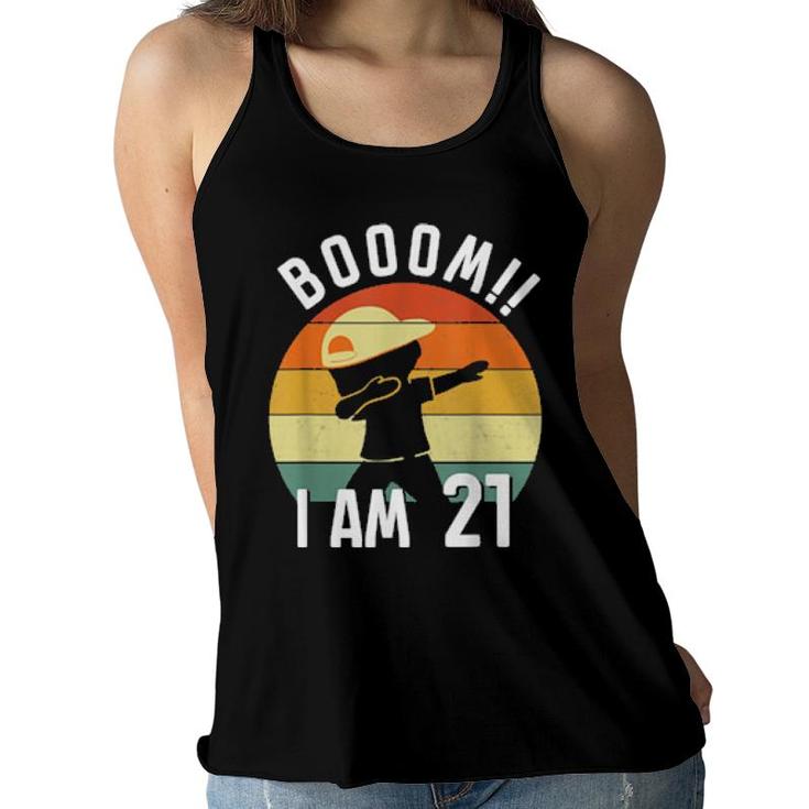 Kids Dabbing 21St Birthday 21 Years Old Vintage Outfit Boys  Women Flowy Tank