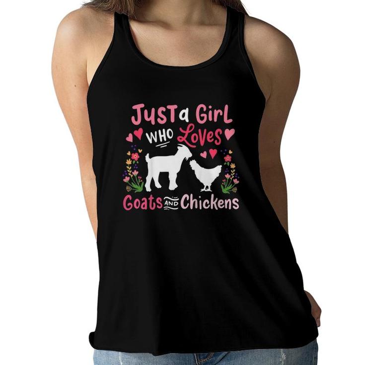Kids Goat Chicken Just A Girl Who Loves Goats And Chickens Women Flowy Tank