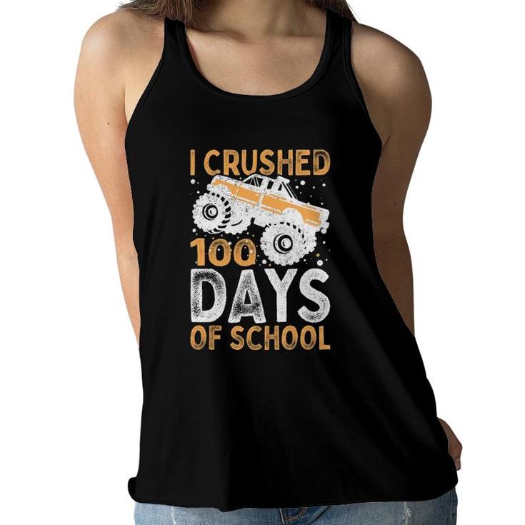 Kids I Crushed 100 Days Of School Boys Girls Monster Truck Women Flowy Tank