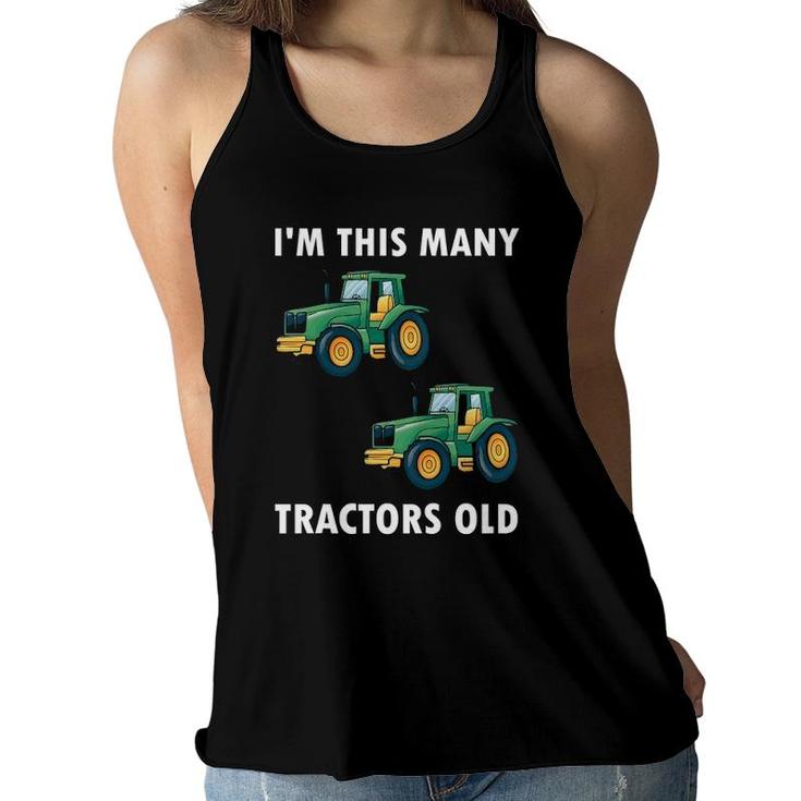 Kids I'm This Many Tractors Old 2 Years Old  2Nd Birthday Women Flowy Tank