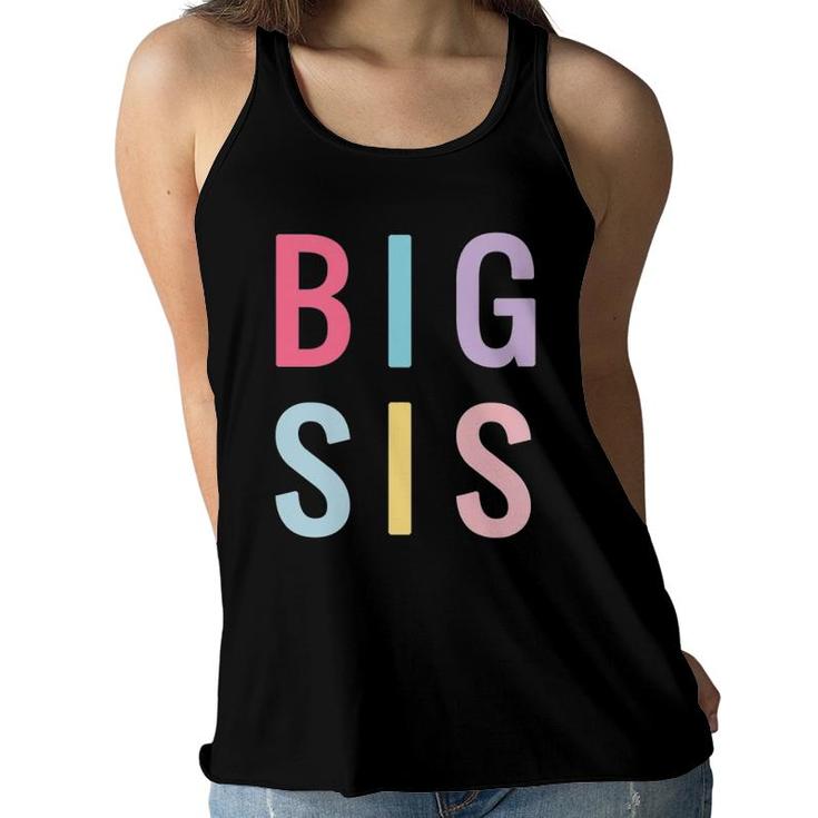 Kids Rainbow Big Sister Sibling Reveal Announce For Toddler Girls Women Flowy Tank