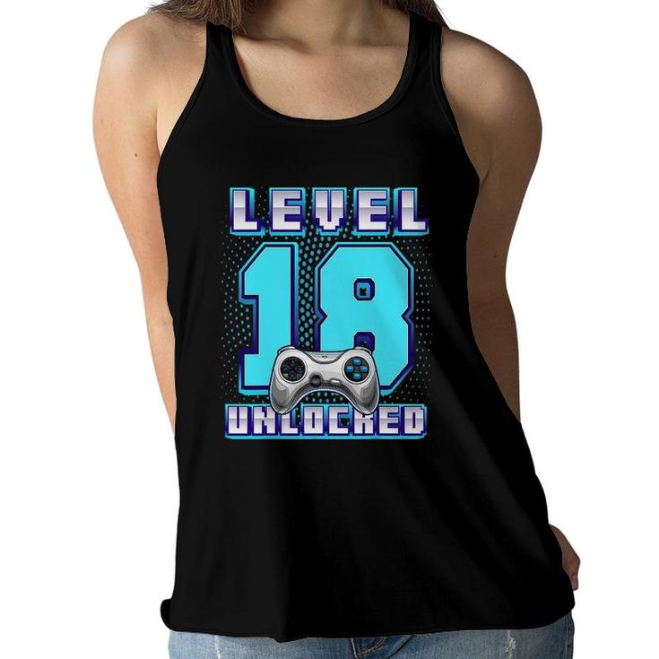 Level 18 Unlocked Video Game 18Th Birthday Gamer Boys Women Flowy Tank