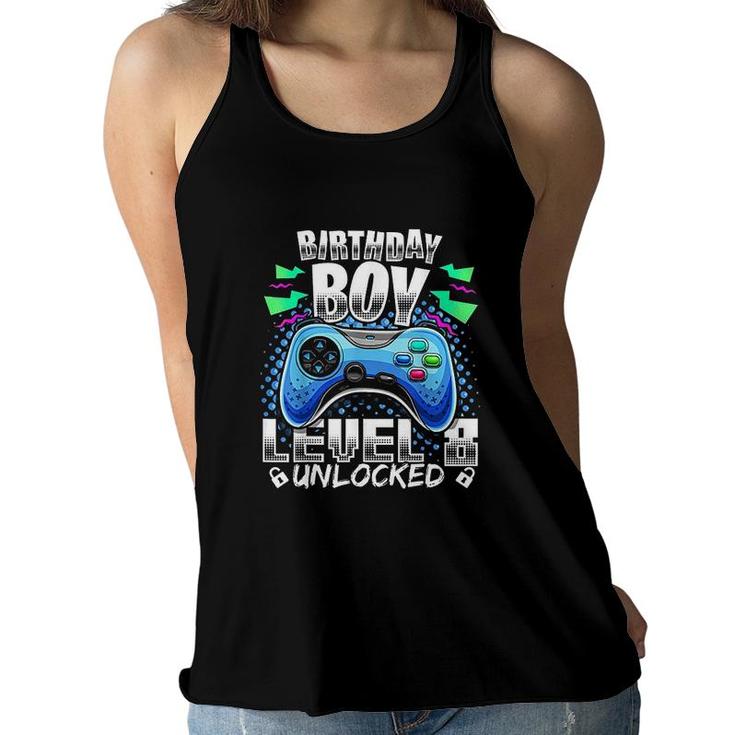 Level 8 Unlocked Video Game 8th Birthday Gamer Gift Boys Electronic Women Flowy Tank