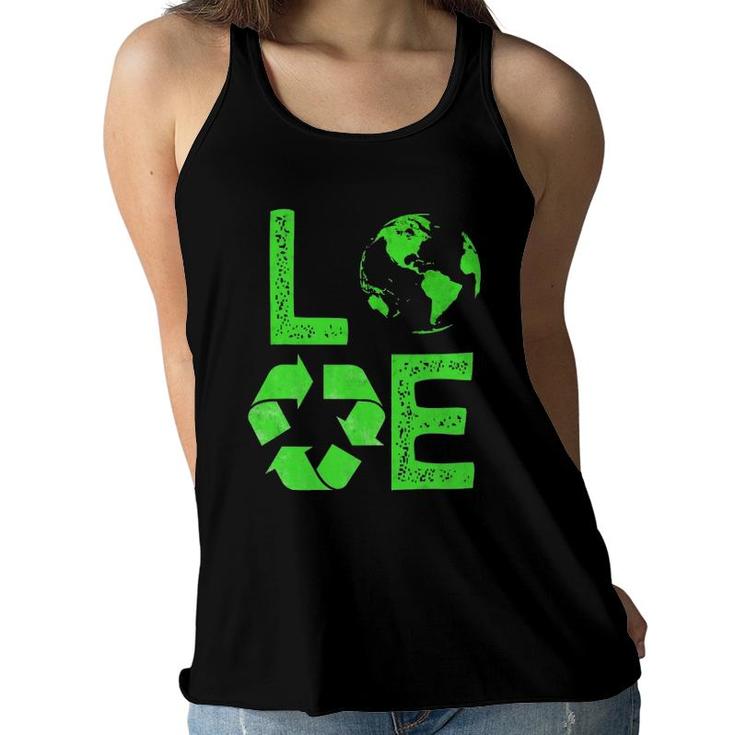 Love Earth Day 90S Planet Vintage Recycling Kids Or Teacher Women Flowy Tank