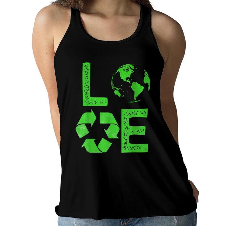 Love Earth Day 90S Planet Vintage Recycling Kids Or Teacher  Women Flowy Tank