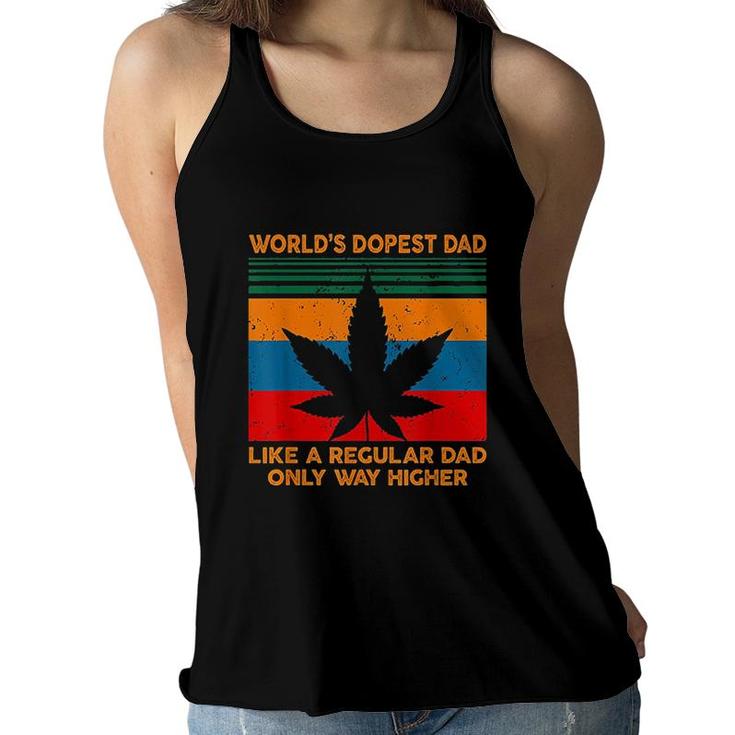 Mens Worlds Dopest Dad Weed Cannabis Vintage Gift Color Women Flowy Tank