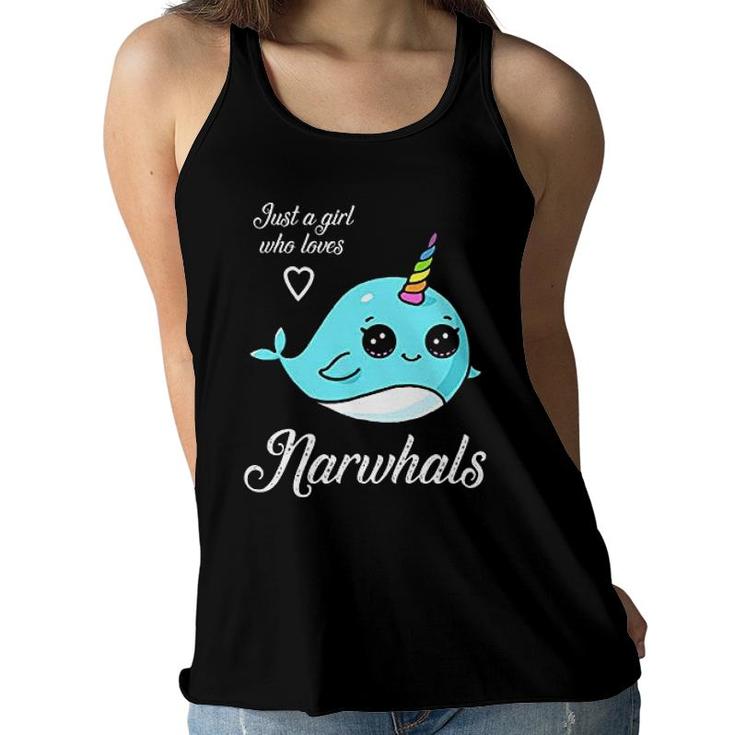 Narwhal Just A Girl Who Loves Narwhals Women Flowy Tank
