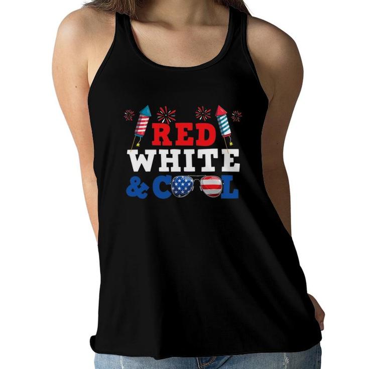 Red White And Cool Patriotic Boys 4Th Of July Funny Women Flowy Tank