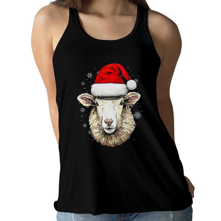 Sheep Christmas Santa Hat Xmas Kids Boys Girls Women Flowy Tank