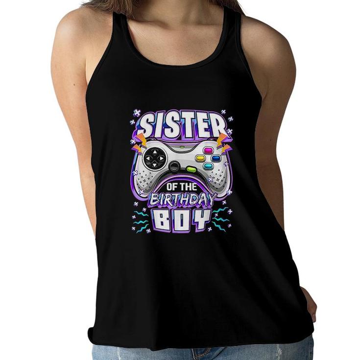 Sister Of The Birthday Boy Matching Video Gamer Party Women Flowy Tank
