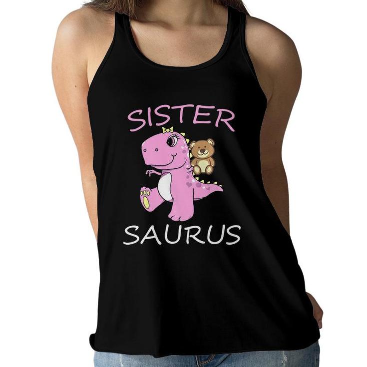 Sistersaurus Rex Sister Saurus Dinosaur Little Girls Premium Women Flowy Tank