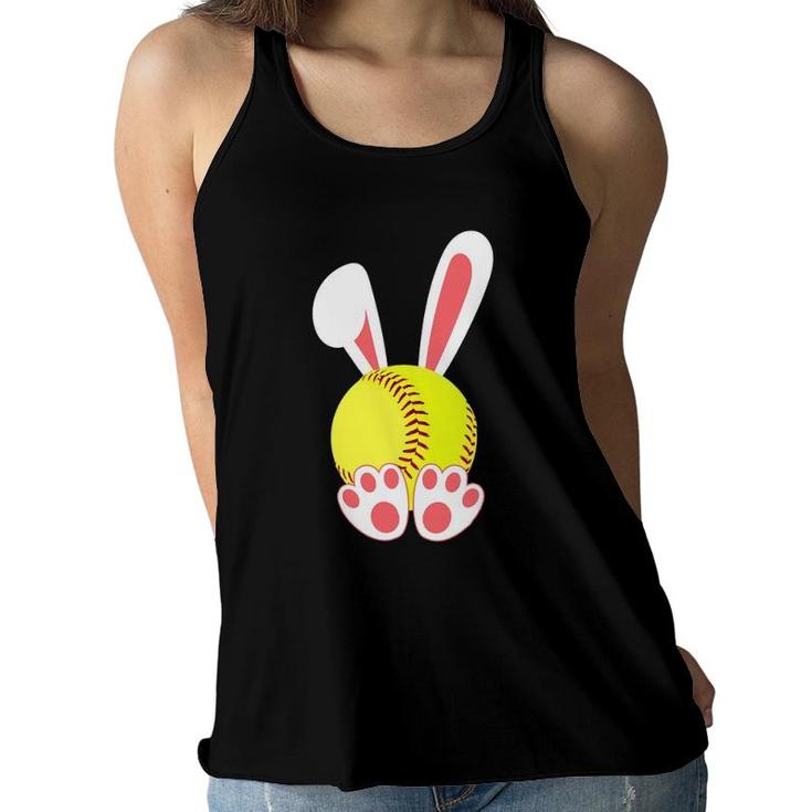 Softball Player Easter Bunny Ears For Girls Boys Women Flowy Tank