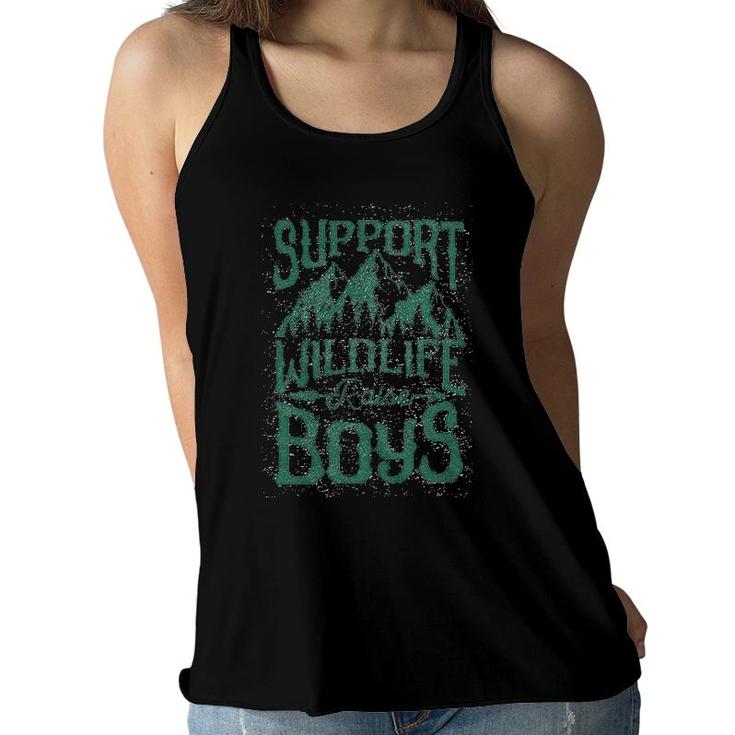 Support Wildlife Raise Boys Women Flowy Tank