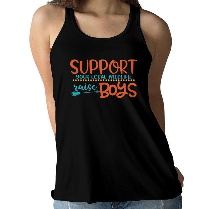 Support Your Local Wildlife Raise Boys Women Flowy Tank