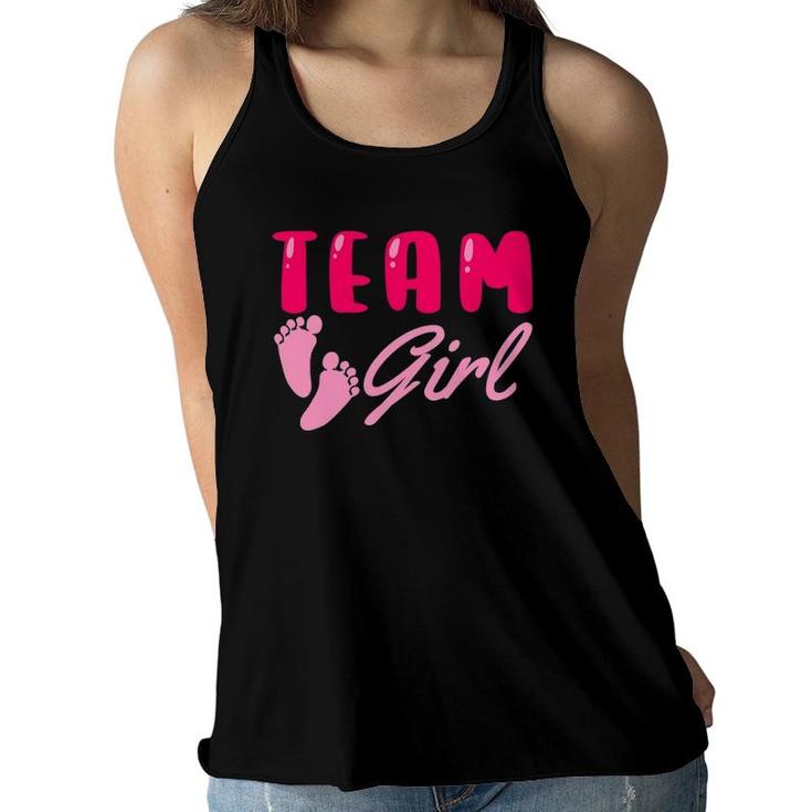 Team Girl Gender Reveal Party Baby Shower Family Matching Women Flowy Tank