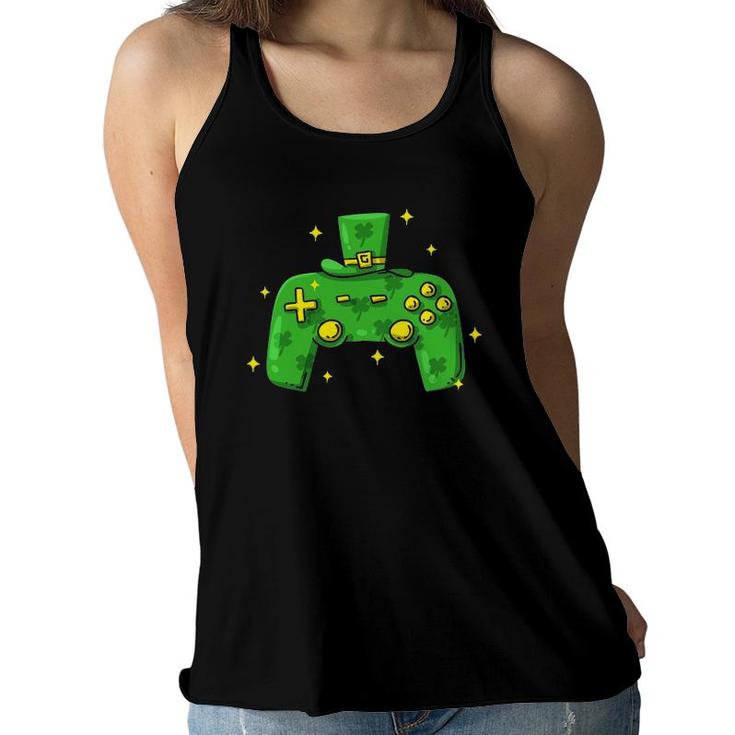 Video Games Controller Irish Men St Patrick's Day Gamer Boys Women Flowy Tank