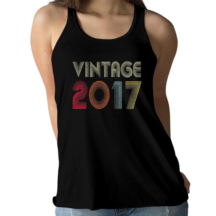 Vintage 2017 Funny 5 Years Old Boys And Girls 5Th Birthday Women Flowy Tank