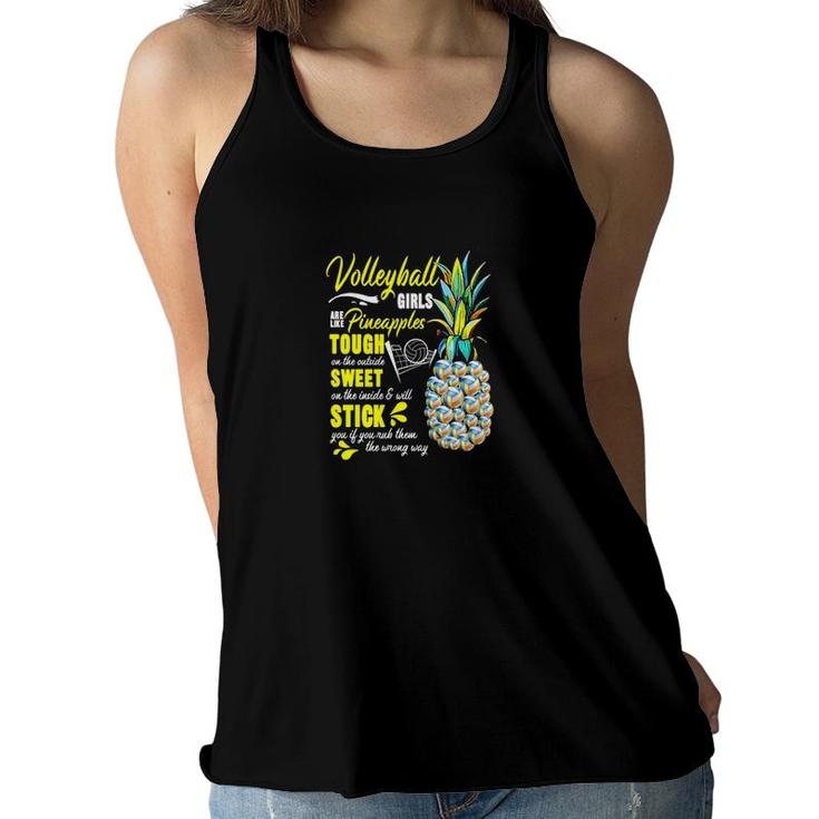 Volleyball Girls Are Like Pineapples Women Flowy Tank