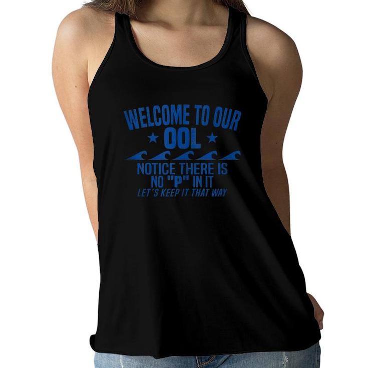 Welcome To Our Pool, Funny-White-Lifeguard-Poolboy  Women Flowy Tank