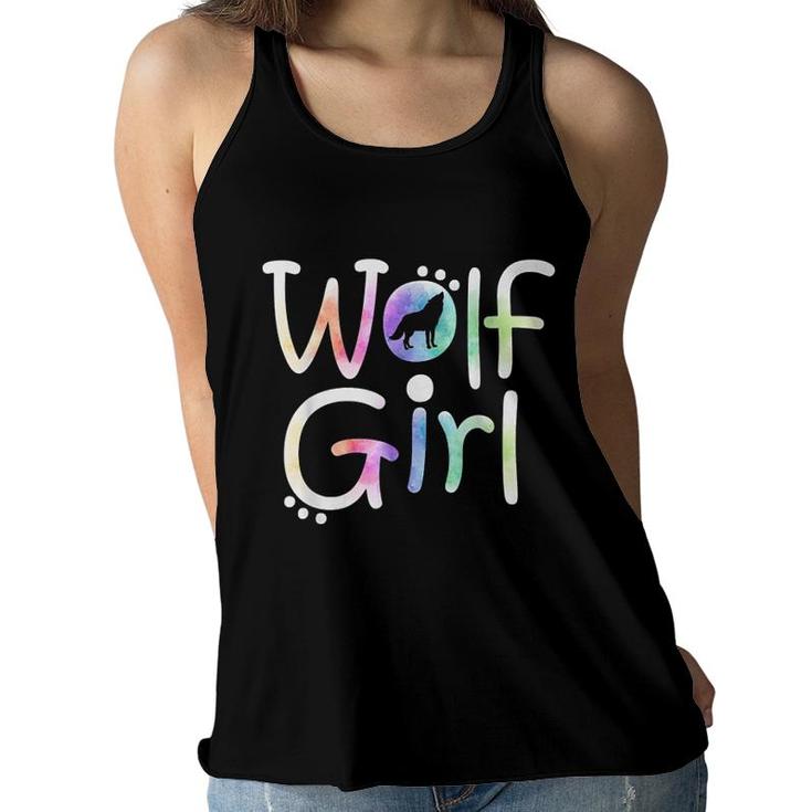 Wolf Girl Color Women Flowy Tank