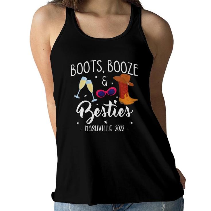 Womens Boots Booze Besties Bachelorette Nashville Girls Trip 2022  Women Flowy Tank
