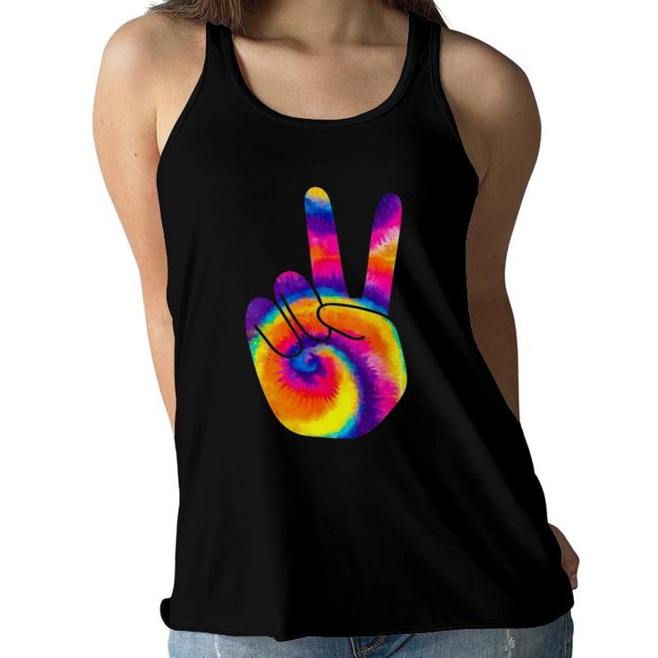 Womens Cool Peace Hand Tie Dye Hippie For Boys And Girls  Women Flowy Tank