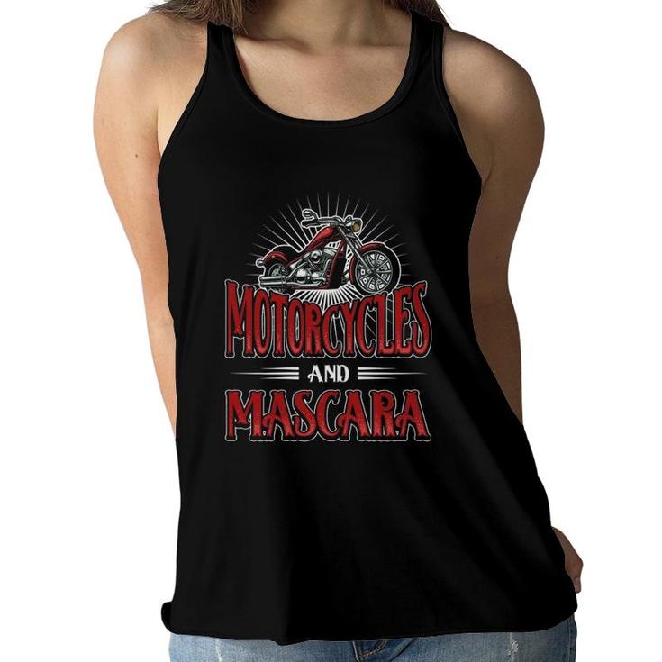 Womens Funny Biker Girl Motorcycles And Mascara Women Flowy Tank