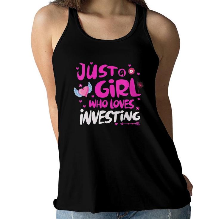 Womens Just A Girl Who Loves Investing V-Neck Women Flowy Tank