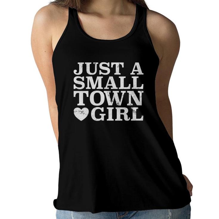 Womens Just A Small Town Girl Distressed Heart Country  Women Flowy Tank