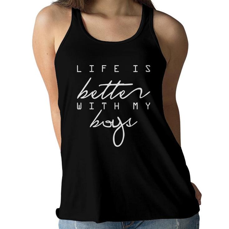 Womens Life Is Better With My Boys V-Neck Women Flowy Tank