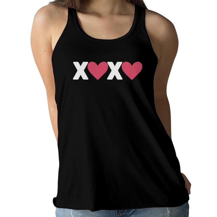 Xoxo Hearts Hugs And Kisses Funny Valentine's Day Boys Girls Women Flowy Tank