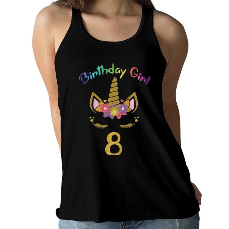 Youth 8Th Birthday Outfit, 8 Year Old Unicorn Birthday Girl  Women Flowy Tank