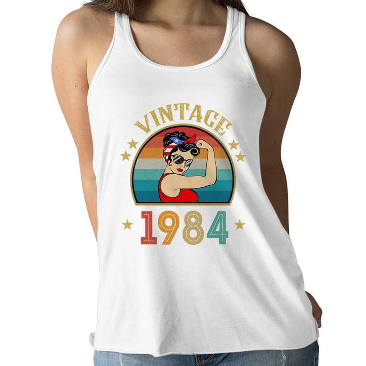 38Th Birthday Gift 38 Years Old For Women Retro Vintage 1984   Women Flowy Tank