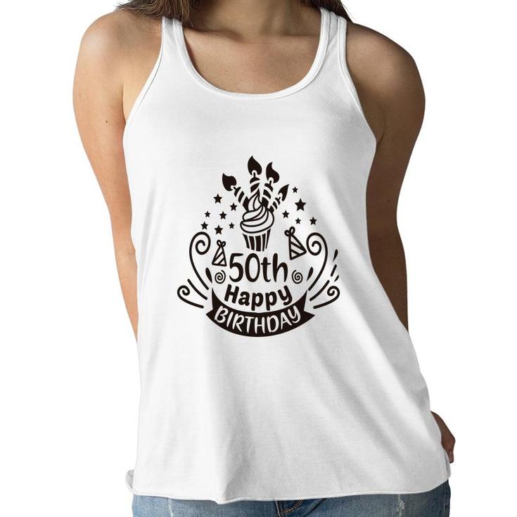 50Th Birthday Gift Cake 50Th Happy Birthday Women Flowy Tank