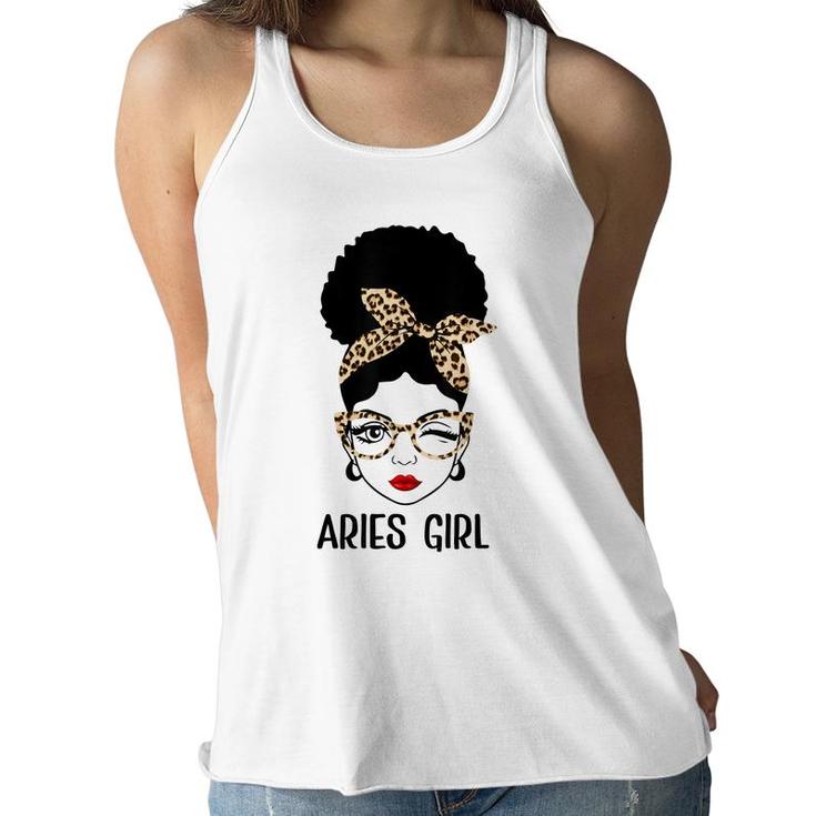 Aries Queen Its My Birthday Leopard Aries Girl  Women Flowy Tank