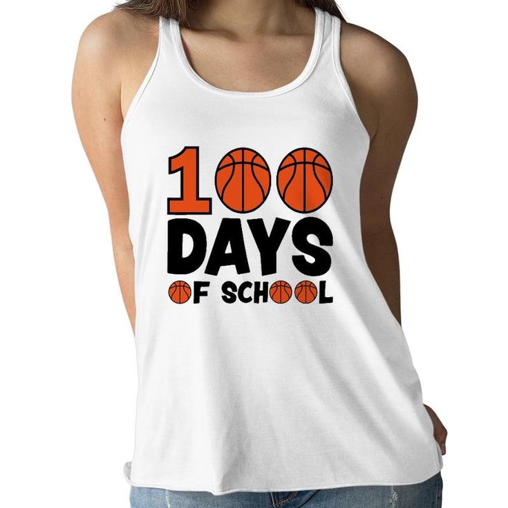 Basketball 100 Days Of School Happy 100Th Day Teacher Kids Women Flowy Tank