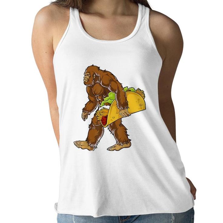 Bigfoot Carrying Taco Cinco De Mayo Boys Sasquatch Women Flowy Tank