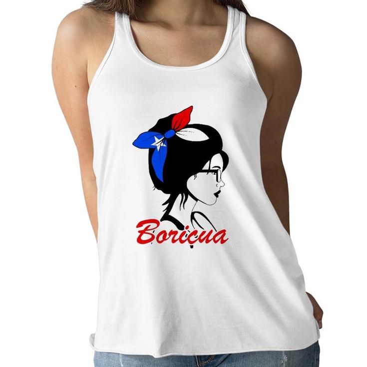 Boricua Girl Puerto Rican Mujer Puertoriqueña Flag Women Flowy Tank