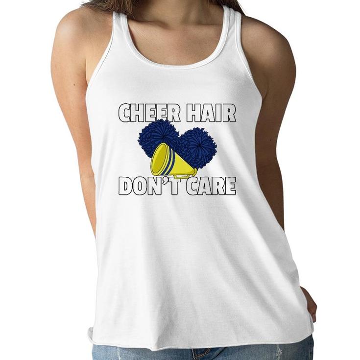 Cheer Hair Don't Care Gift For Cheerleader Girls Women Flowy Tank