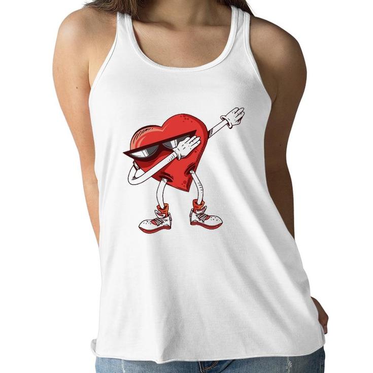 Dabbing Heart Dab Pose Valentines Day Gift For Kids Women Flowy Tank