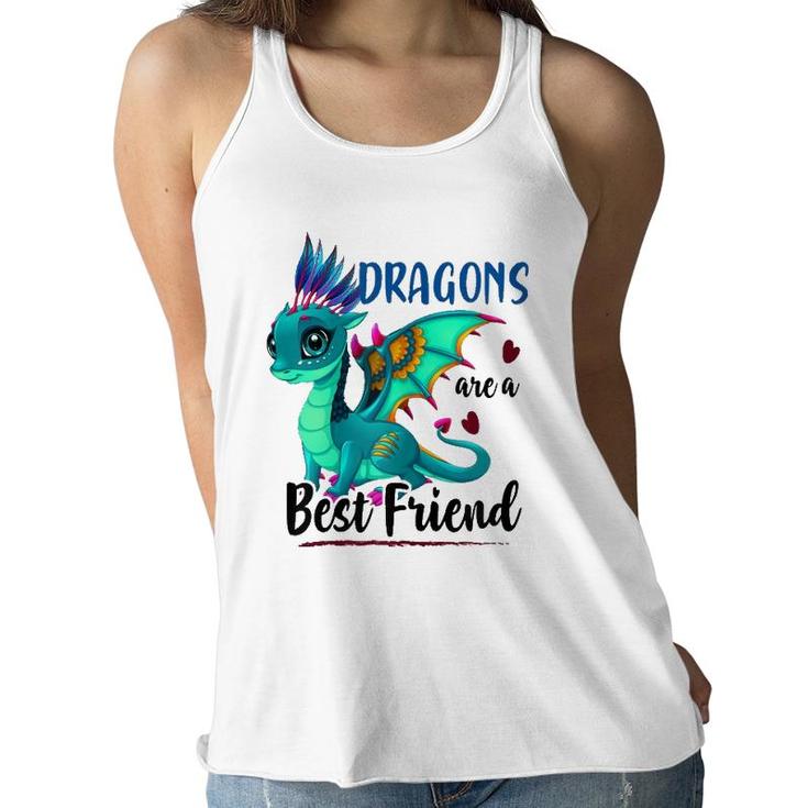 Dragons Are A Best Friend Girl's Women Dragons Lover Cute Women Flowy Tank