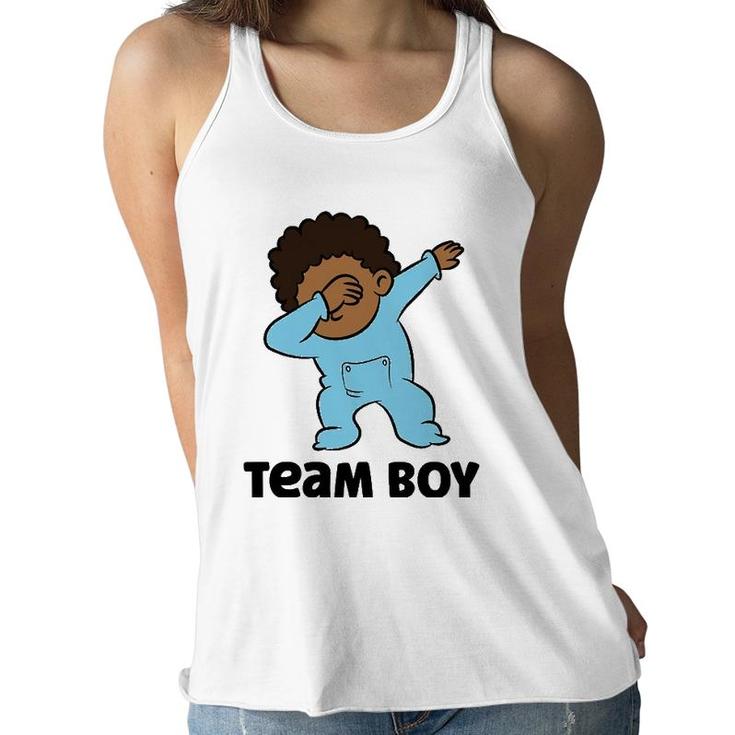 Gender Reveal Baby Shower Team Boy Women Flowy Tank