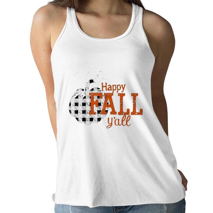 Happy Fall Yall Pumpkin Womens Mens Funny Vintage Pumpkin Halloween Cute Women Flowy Tank